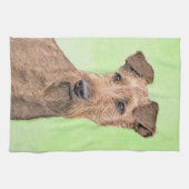 Irish Terrier Painting - Cute Original Dog Art Theedoek (Horizontaal)
