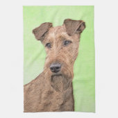 Irish Terrier Painting - Cute Original Dog Art Theedoek (Verticaal)