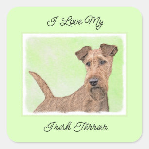 Irish Terrier Painting - Cute Original Dog Art Vierkante Sticker