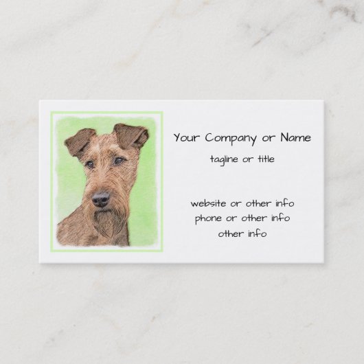 Irish Terrier Painting - Cute Original Dog Art Visitekaartje (Voorkant)