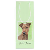 Irish Terrier Painting - Cute Original Dog Art Wijn Cadeautas (Achterkant)