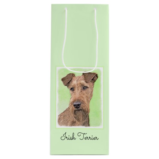 Irish Terrier Painting - Cute Original Dog Art Wijn Cadeautas (Voorkant)