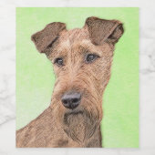 Irish Terrier Painting - Cute Original Dog Art Wijn Etiket (Enkel label)