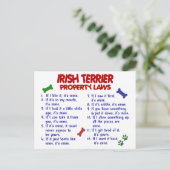 IRISH TERRIER Property Laws 2 Briefkaart (Staand voorkant)