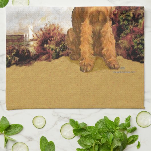 Irish Terrier Seaside Theedoek (Gevouwen)