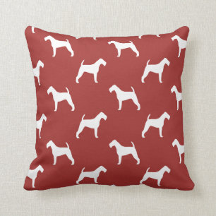 Irish Terrier Silhouettes Pattern Red Kussen