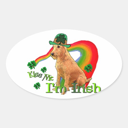 Irish Terrier St Patricks Day Ovale Sticker (Voorkant)