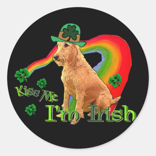 Irish Terrier St. Patricks Ronde Sticker (Voorkant)