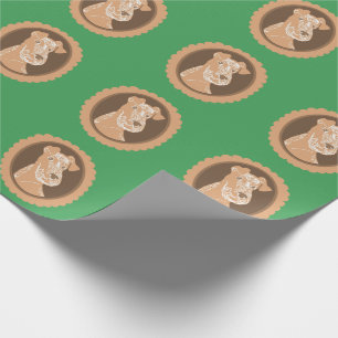 Irish Terriers Brown Cameos Green Wrapping Paper Cadeaupapier