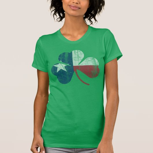 Irish Texas Flag Shamrock  Fade T-shirt (Voorkant)
