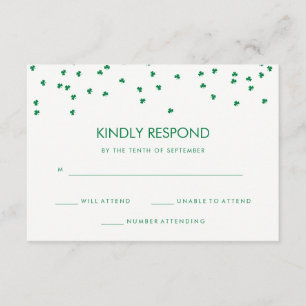 Irish Theme Shamrock Confetti   Weddenschap RSVP Kaartje