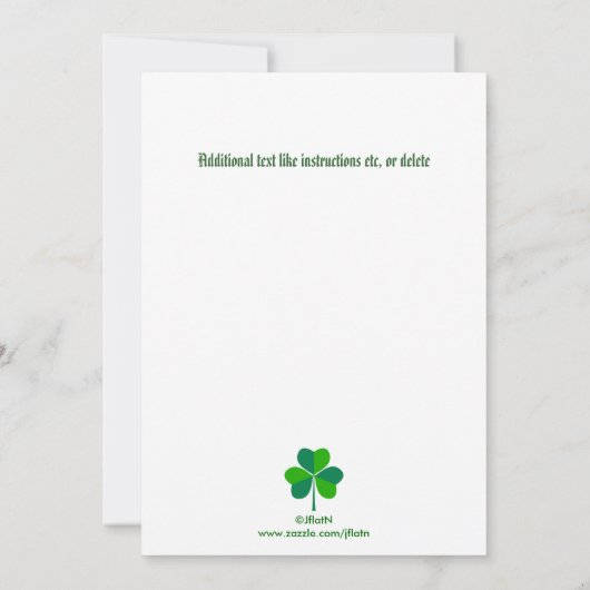 Irish themed Invitation Kaart (Achterkant)