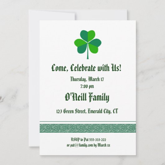 Irish themed Invitation Kaart (Voorkant)
