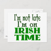 Irish Time Funny Gezegde Briefkaart (Voorkant / Achterkant)