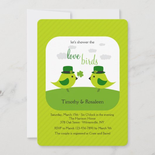 Irish Tortelduifjes Shower Invitation Kaart (Voorkant)