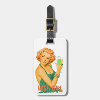 IRISH TRAVEL LABEL, IRISH GIRL+ GREEN BEER PINUP L BAGAGELABEL