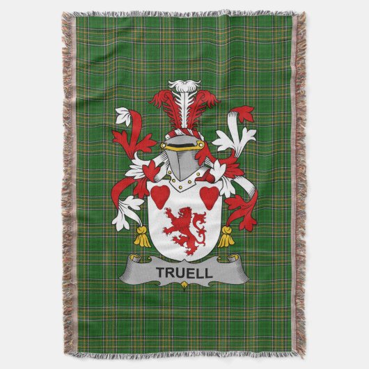 Irish Truell Coat of Arms Family Crest Ireland Deken (Voorkant Verticaal)