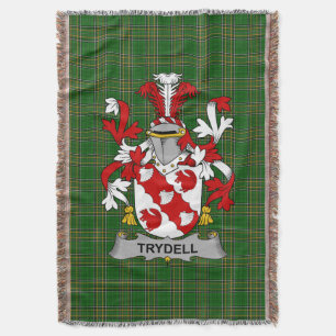 Irish Trydell Coat of Arms Family Crest Ireland Deken