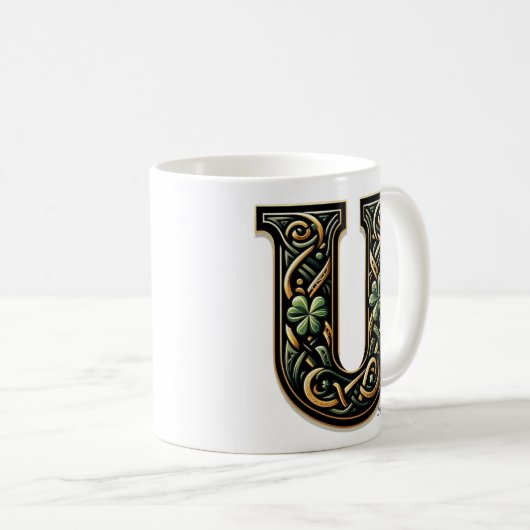 Irish U Monogram Coffee Mug Koffiemok (Voorkant rechts)