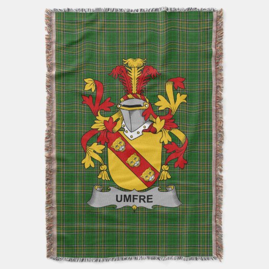 Irish Umfre Coat of Arms Family Crest Ireland Deken (Voorkant Verticaal)
