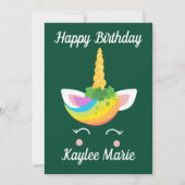 Irish Unicorn Girl Cute Custom Happy Birthday Kaart (Voorkant)