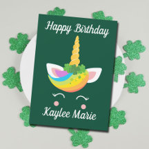 Irish Unicorn Girl Cute Custom Happy Birthday