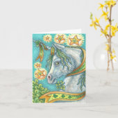 IRISH UNICORN HAPPY ST. Kaart DAG PATRICK leeg (Gele Bloem)