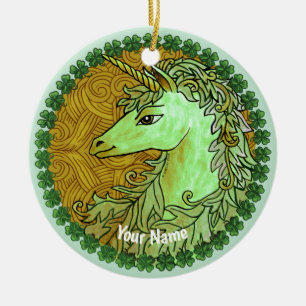 Irish Unicorn Keramisch Ornament