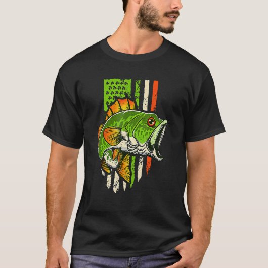 Irish US American Flag Fishing Fish St Patricks Da T-shirt (Voorkant)