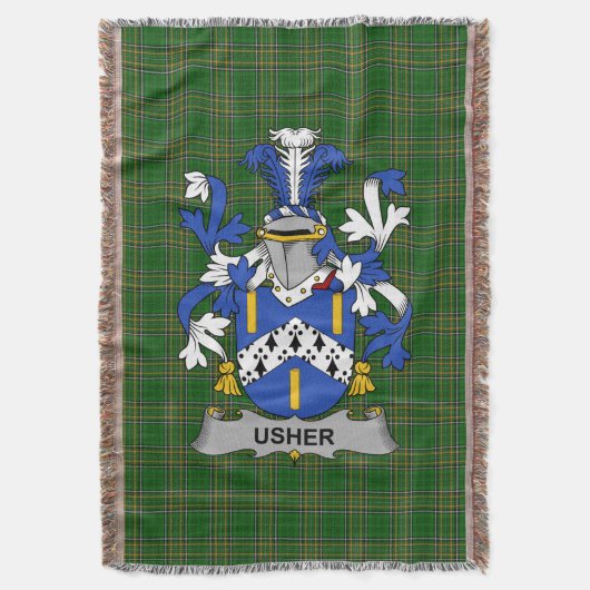 Irish Usher Coat of Arms Family Crest Ireland Deken (Voorkant Verticaal)