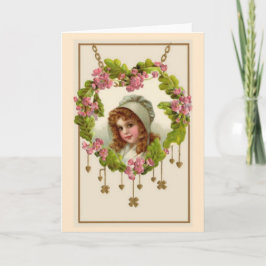 Irish Valentijn Pink Green Heart Shamrocks  Feestdagen Kaart