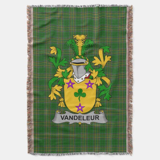 Irish Vandeleur Coat of Arms Family Crest Ireland Deken (Voorkant Verticaal)