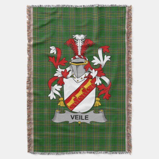 Irish Veile or Veale Coat of Arms Family Crest Ir Deken (Voorkant Verticaal)