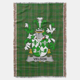 Irish Veldon Coat of Arms Family Crest Ireland Deken