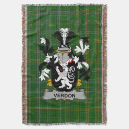 Irish Verdon Coat of Arms Family Crest Ireland Deken