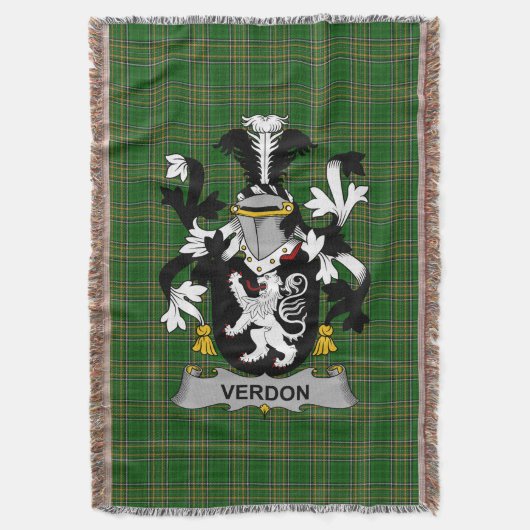 Irish Verdon Coat of Arms Family Crest Ireland Deken (Voorkant Verticaal)