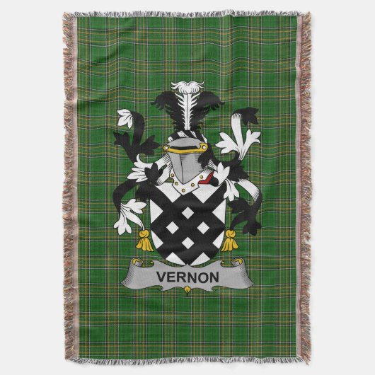 Irish Vernon Coat of Arms Family Crest Ireland Deken (Voorkant Verticaal)