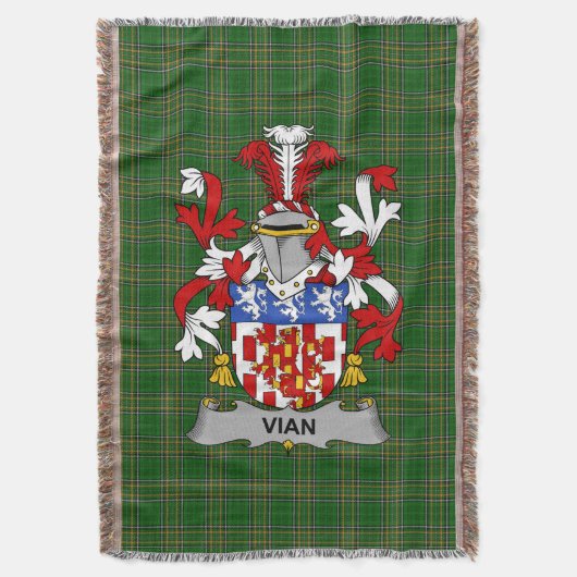 Irish Vian Coat of Arms Family Crest Ireland Deken (Voorkant Verticaal)