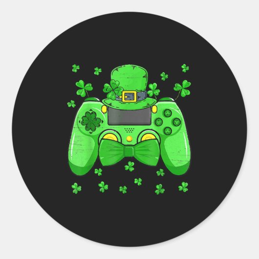 Irish Video Game Controller Bow Stropdas St Patric Ronde Sticker (Voorkant)