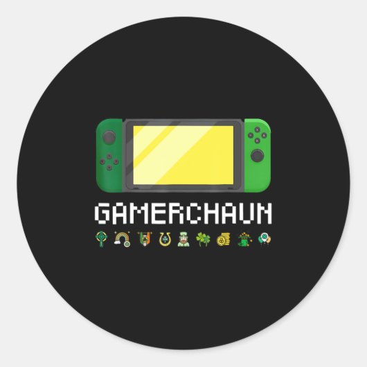 Irish Video Game Controller Leprechaun Boys St Pat Ronde Sticker (Voorkant)