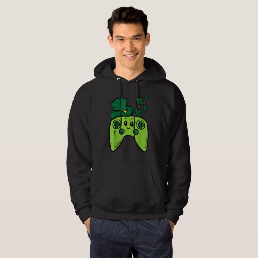Irish Video Game Controller St Patrick Day Gamer B Hoodie (Voorkant volledig)