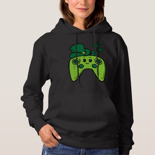 Irish Video Game Controller St Patrick Day Gamer B Hoodie (Voorkant)