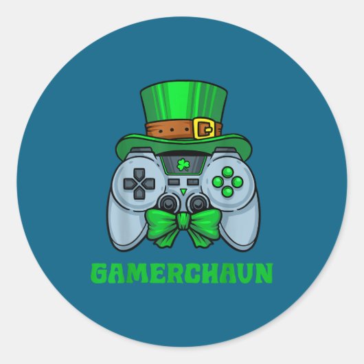 Irish Video Game Controller St Patrick's Day Gamer Ronde Sticker (Voorkant)