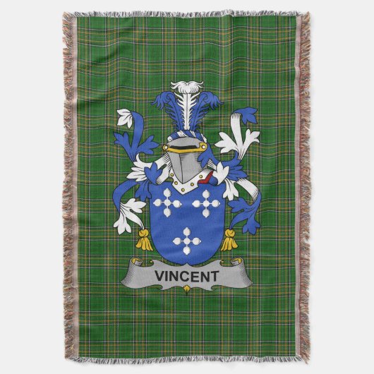 Irish Vincent Coat of Arms Family Crest Ireland Deken (Voorkant Verticaal)