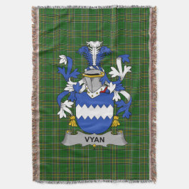 Irish Vyan Coat of Arms Family Crest Ireland Deken