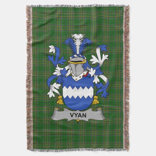 Irish Vyan Coat of Arms Family Crest Ireland Deken (Voorkant Verticaal)