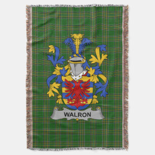 Irish Walron Coat of Arms Family Crest Ireland Deken