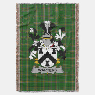 Irish Warters Coat of Arms Family Crest Ireland Deken