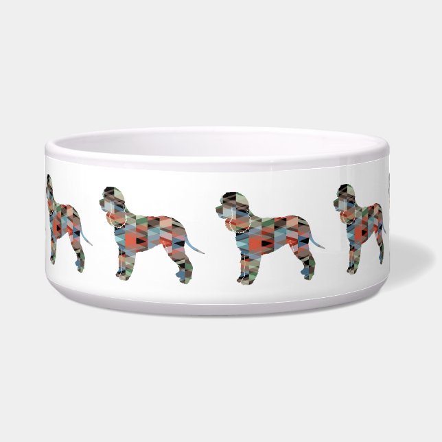 Irish Water Dog Geo Silhouette Pset Voerbakje (Voorkant)