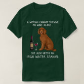 Irish Water Spaniel and wine Funny dog T-shirt (Design voorkant)